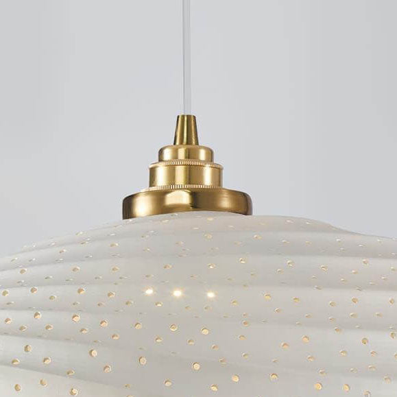 Contemporary Nordic Resin Striped Geometric Dome 1-Light Pendant Light For Living Room
