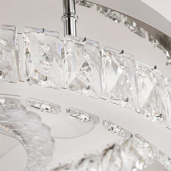 Moderne Luxus-Kristall-Edelstahl-LED-Unterputz-Deckenventilator-Leuchte