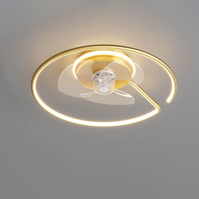 Minimalist Light Luxury Round Ring LED Invisible Flush Mount Ceiling Fan Light