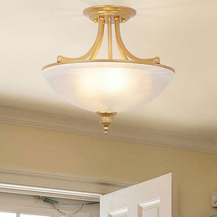 Vintage Luxus Glas Schale Design 4-Licht Semi-Flush Mount Deckenleuchte 