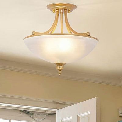 Vintage Luxury Glass Bowl Design 4-Light Semi-Flush Mount Ceiling Light