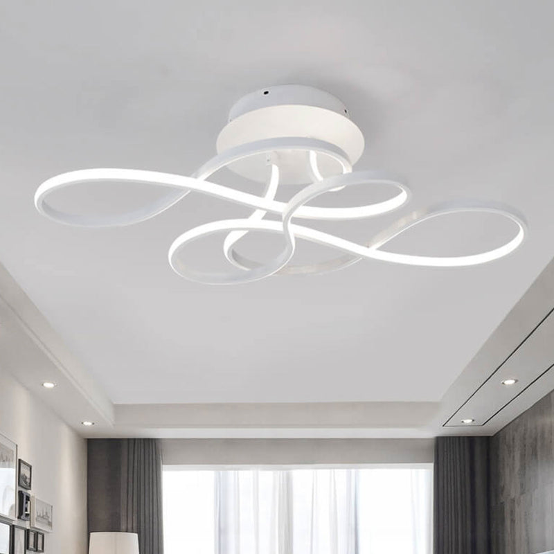 Modern Minimalist Aluminum Acrylic Line LED Flush Mount Ceiling Light