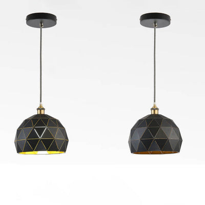 Lámpara Colgante Industrial Simple de Hierro con Cúpula Hueca de Diamante de 1 Luz 