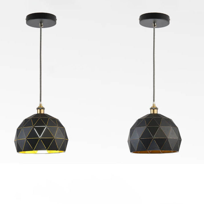 Industrial Simple Iron Diamond Hollow Dome 1-Light Pendant Light