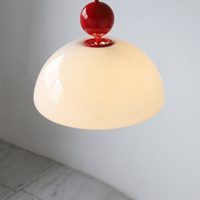 Nordic Vintage Milky White Glass Dome Round 3-Light Pendant Light