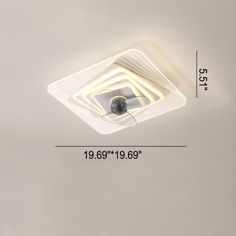 Modern Light Luxury Geometric Line Design LED Flush Mount Ceiling Fan Light