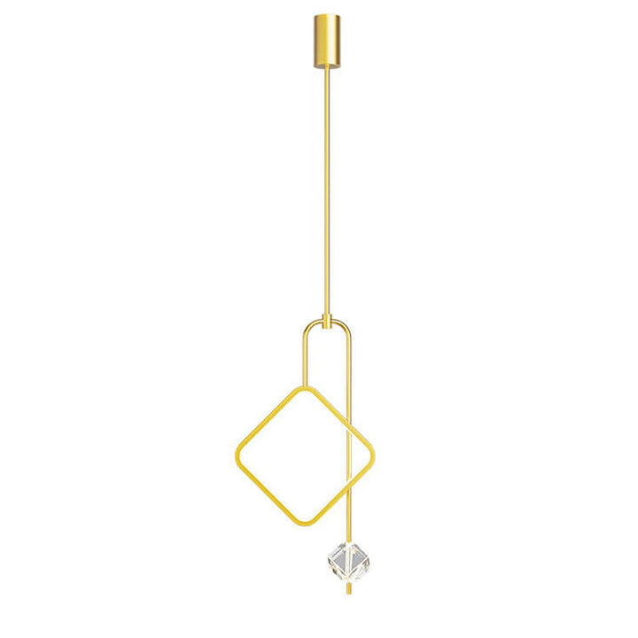 Modern Light Luxury Golden Diamond Geometric Crystal LED Pendant Light
