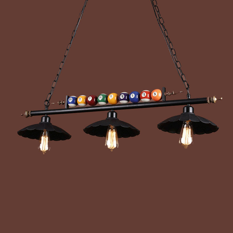 Lustres décoratifs à abat-jour festonnés à 2/3 lumières pour billard industriel 