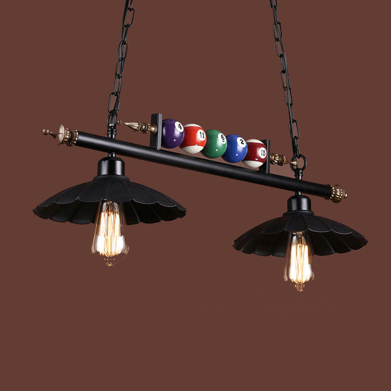 Lustres décoratifs à abat-jour festonnés à 2/3 lumières pour billard industriel 