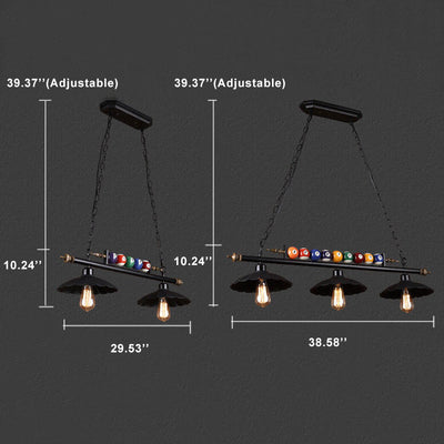 Lustres décoratifs à abat-jour festonnés à 2/3 lumières pour billard industriel 