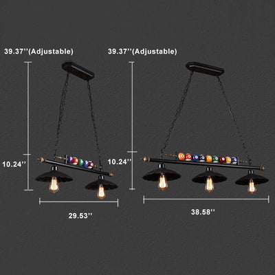 Industrieller Pool-Billard-dekorativer 2/3-Licht-Kronleuchter mit Wellenschliff 