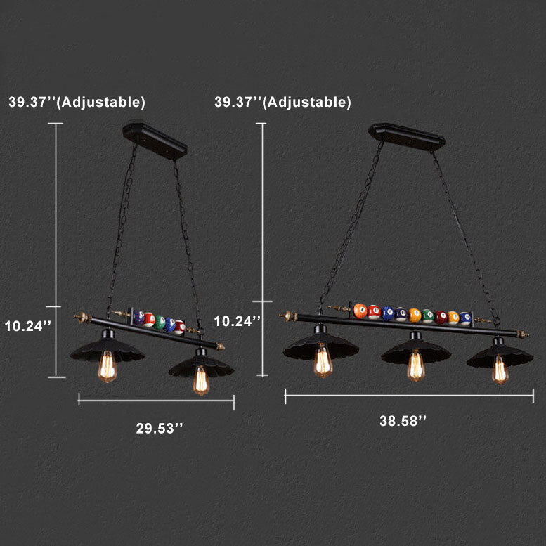 Industrieller Pool-Billard-dekorativer 2/3-Licht-Kronleuchter mit Wellenschliff 