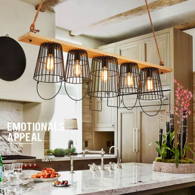 Industrial 5-Light Metal Barrel Chandeliers