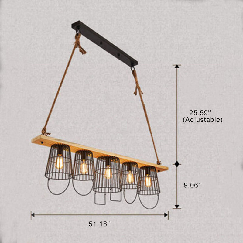 Industrial 5-Light Metal Barrel Chandeliers