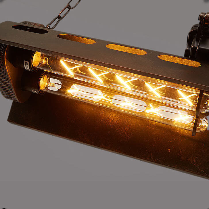 Industrielle Metallrost 4-Licht Lineare Kronleuchter 