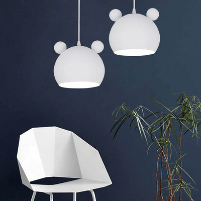 Cartoon Bear Head 1-Light Dome Pendant Light