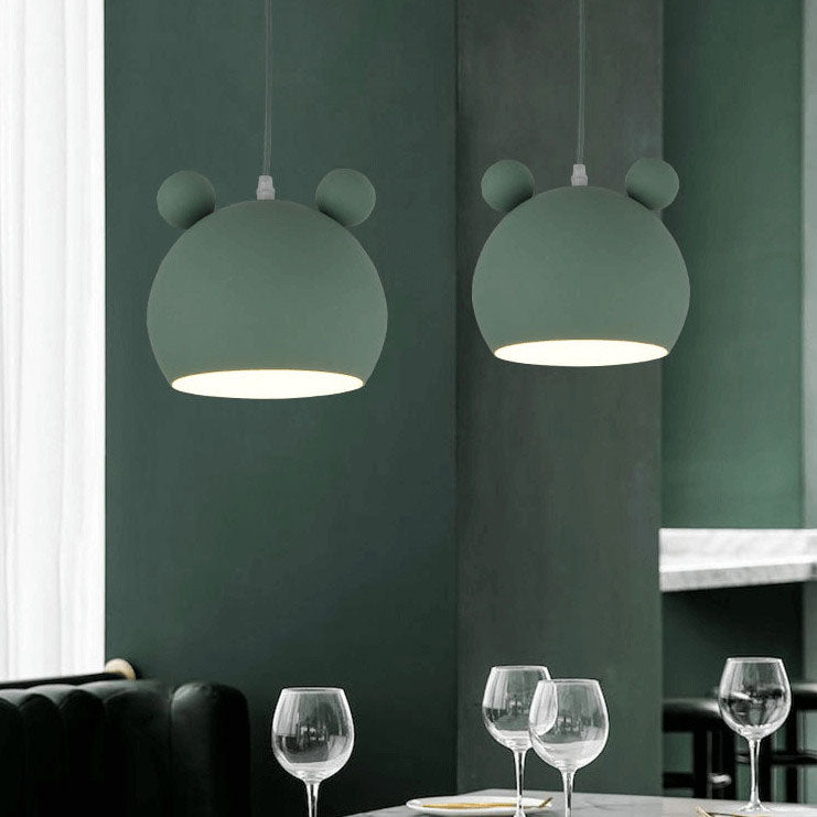 Cartoon Bear Head 1-Light Dome Pendant Light