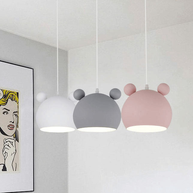 Cartoon Bear Head 1-Light Dome Pendant Light