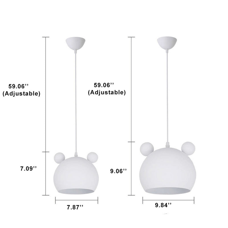 Cartoon Bear Head 1-Light Dome Pendant Light