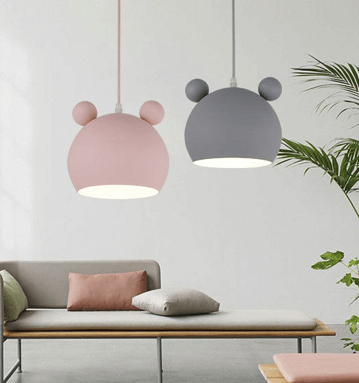 Cartoon Bear Head 1-Light Dome Pendant Light