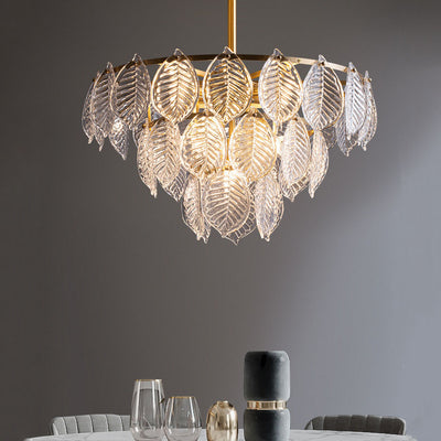 Modern Clear Crystal Leaf 5/10 Light Triple Chandeliers