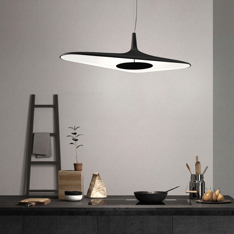 Black Hat Shape 1-Light Art Deco Resin LED Pendant Light