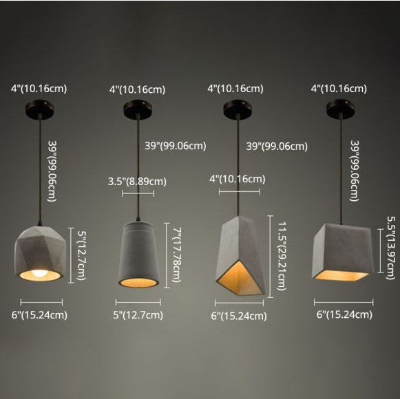 Simplicidad Industrial Lámpara Colgante Geométrica de Cemento de 1 Luz 