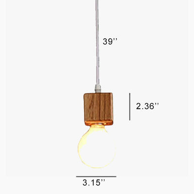 Minimalist Square Wooden Hanging 1-Light Pendant Light