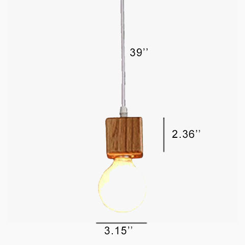 Minimalist Square Wooden Hanging 1-Light Pendant Light