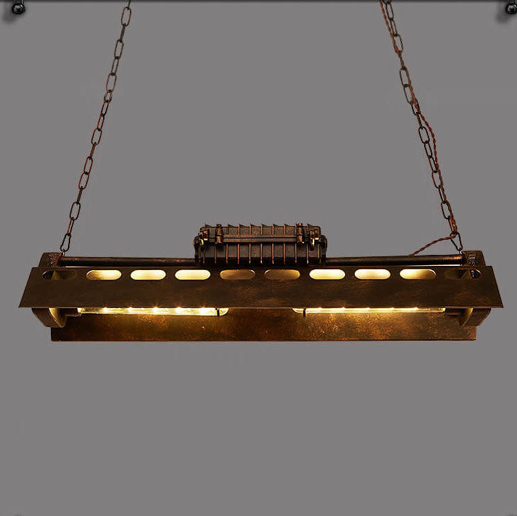 Industrial Metal Rust 4-Light Linear Chandeliers