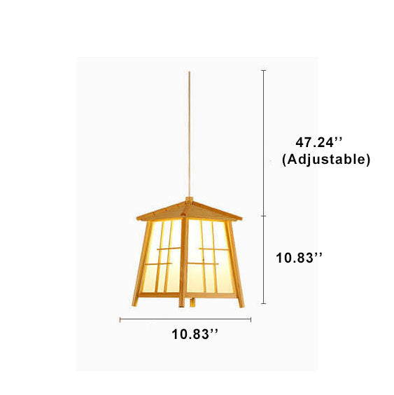 Holzhausförmige 1-Licht-Pendelleuchte mit chinesischen Elementen