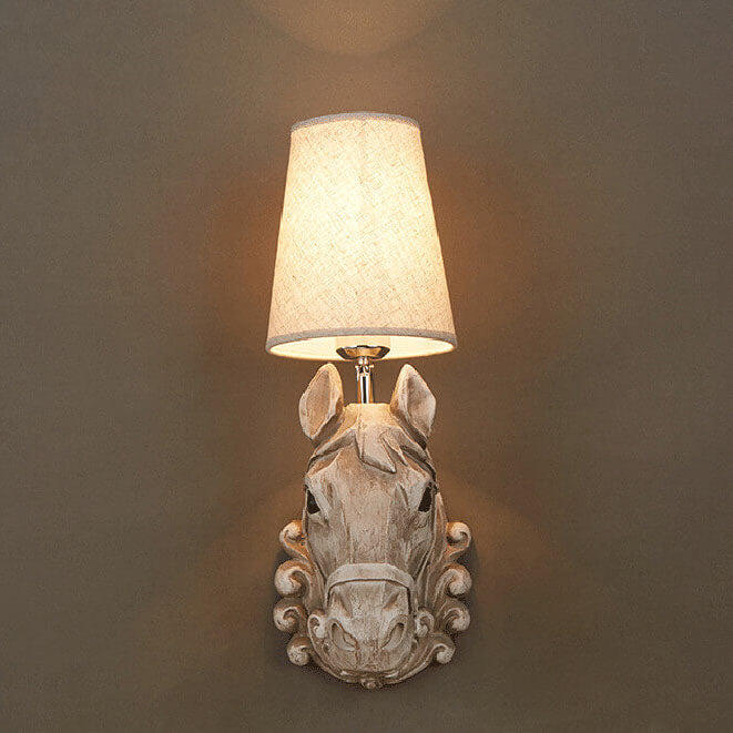 Retro Creative Resin Horse Head 1-Light Wall Sconce Lamp