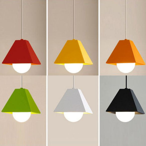 Einfachheit Macaron-Stil Trapez Metall 1-Licht Mini Pendelleuchte 