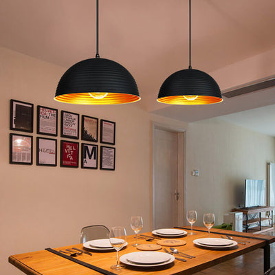 Industrial Wrought Iron Dome 1-Light Pendant Light
