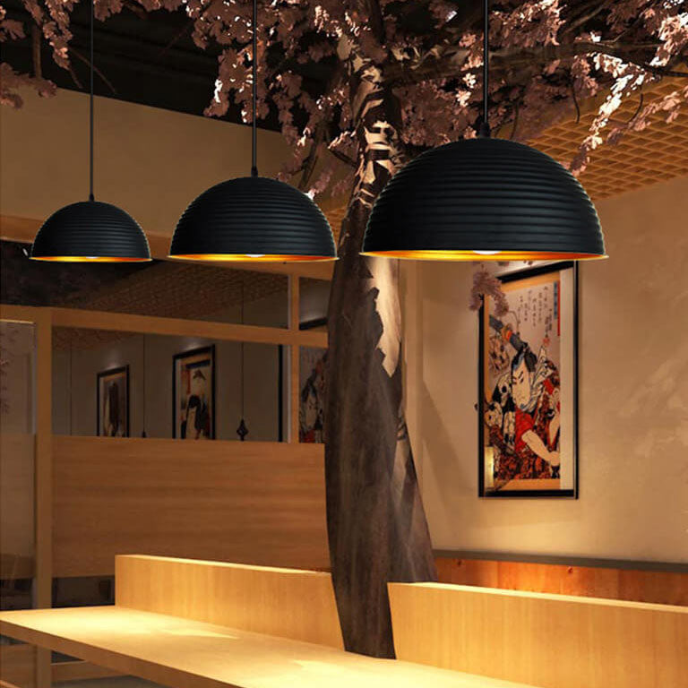 Industrial Wrought Iron Dome 1-Light Pendant Light