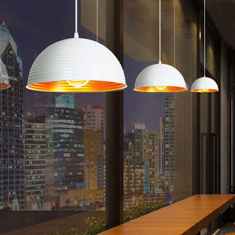 Industrial Wrought Iron Dome 1-Light Pendant Light