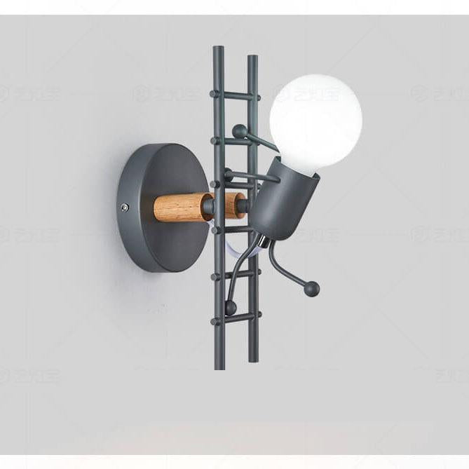 Wrought Iron 1-Light Stair Climbing Villain Robot Sconce Lamp
