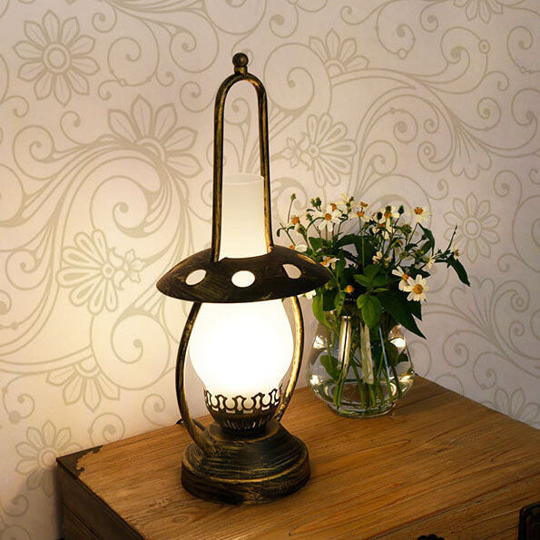 Lampe à huile au kérosène antique vintage Lampe de table à 1 lumière 