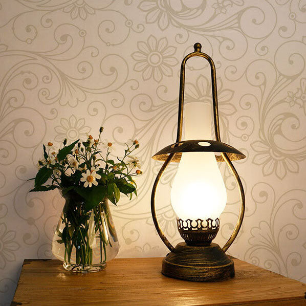 Lampe à huile au kérosène antique vintage Lampe de table à 1 lumière 