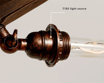 Industrial Retro Wooden Long Track 2-Light Chandelier