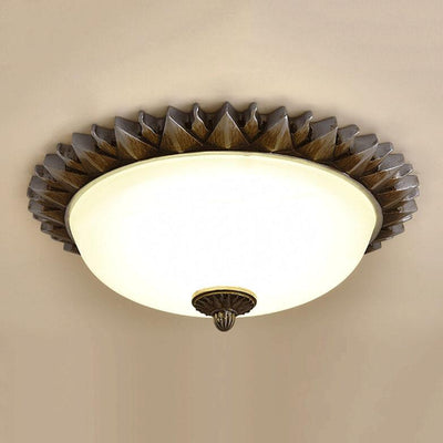 Vintage Glass Sun Bowl Shaped 1/3-Light Flush Mount Ceiling Light