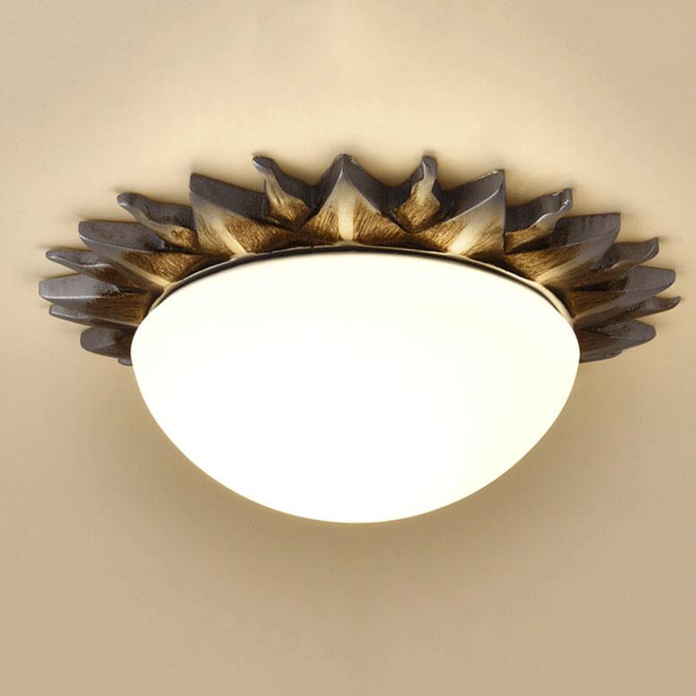 Vintage Glass Sun Bowl Shaped 1/3-Light Flush Mount Ceiling Light