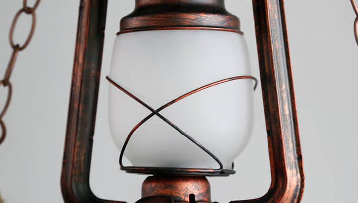 Lámpara de Caballo de Tejido de Bambú Vintage 1-Luz Lámpara Colgante de Queroseno 