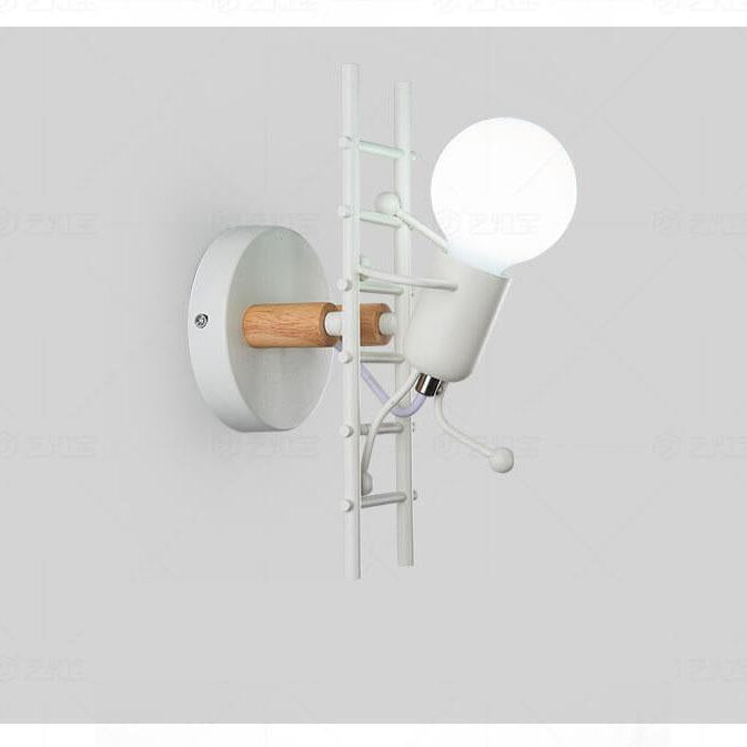 Wrought Iron 1-Light Stair Climbing Villain Robot Sconce Lamp