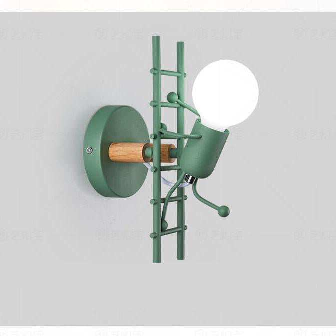 Wrought Iron 1-Light Stair Climbing Villain Robot Sconce Lamp