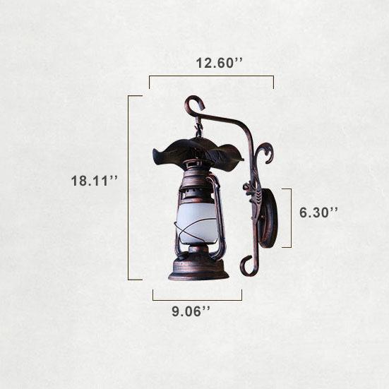 Lámpara de queroseno de estilo vintage antigua Lámpara de aplique de pared de 1 luz de hierro 