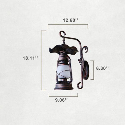 Vintage Old-style Kerosene Lamp Iron 1-Light Wall Sconce Lamp