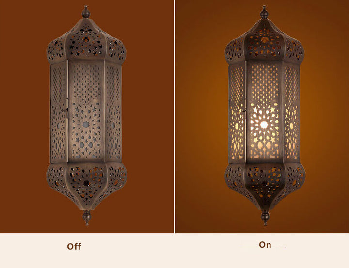 Retro Hollowed Column Copper Moroccan 1-Light Wall Sconce Lamp