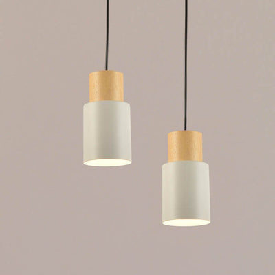 Simple Solid Wood Cylindrical Straight 1-Light LED Pendant Light