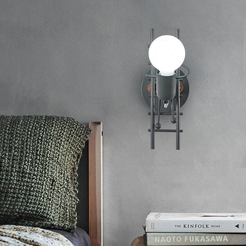Wrought Iron 1-Light Stair Climbing Villain Robot Sconce Lamp